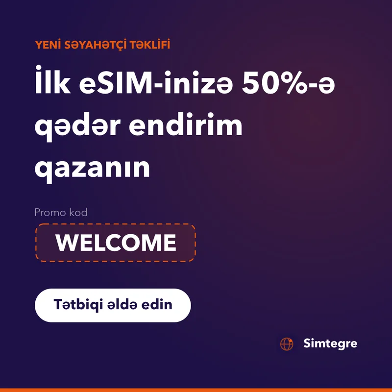 Simtegre promokodu — ilk eSIM üçün WELCOME