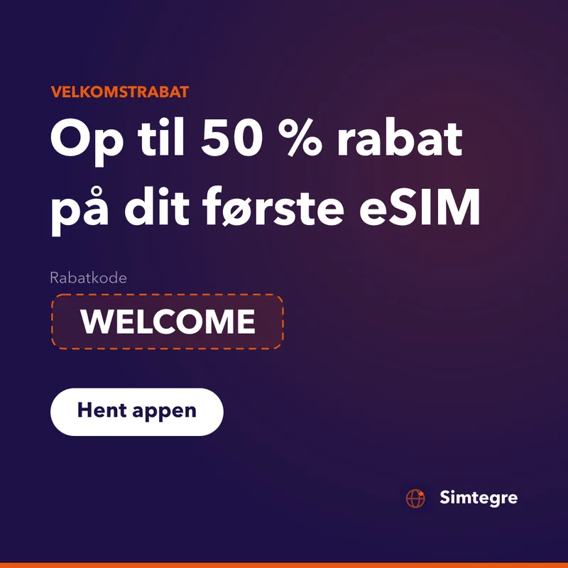 Simtegre rabatkode — WELCOME til dit første eSIM