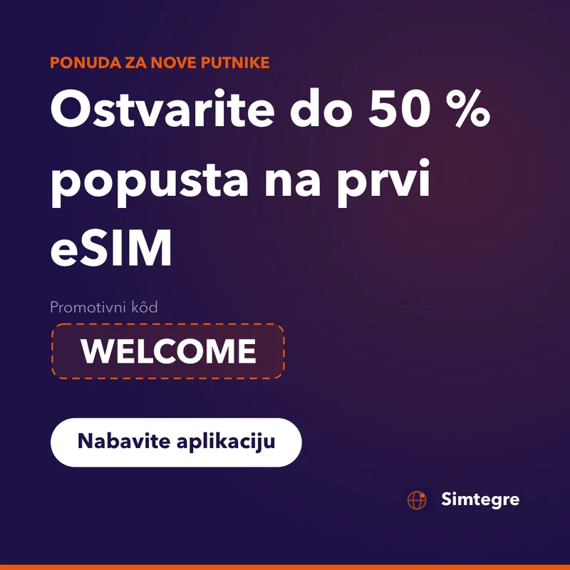 Simtegre promotivni kôd — WELCOME za prvi eSIM