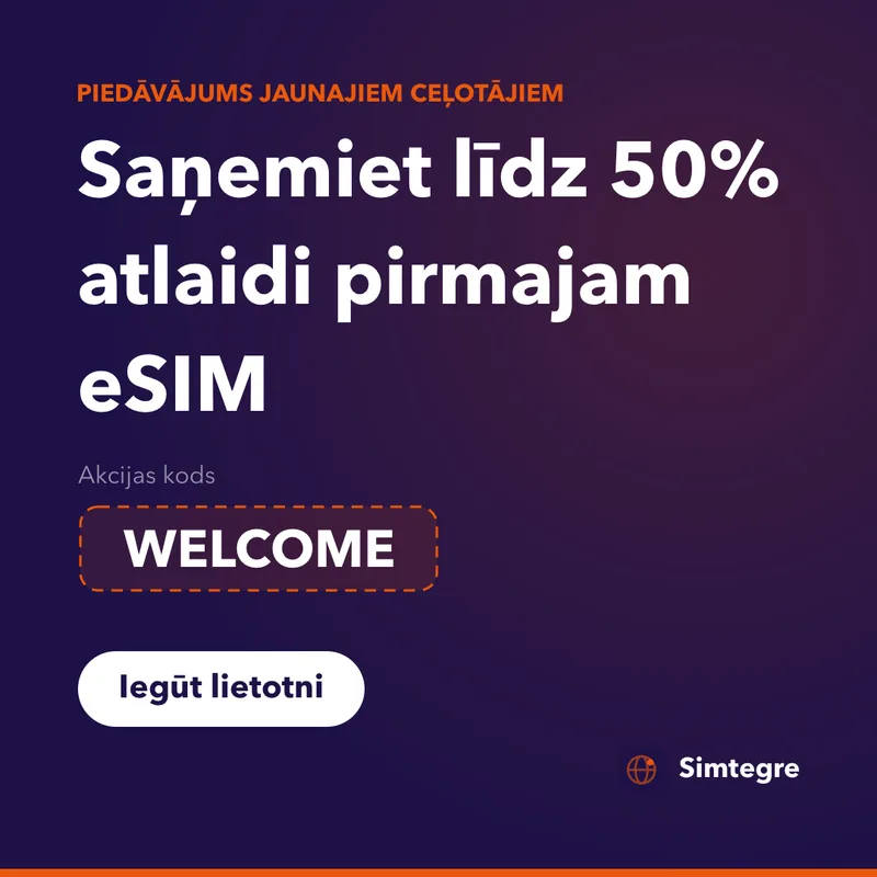 Simtegre atlaides kods — WELCOME pirmajam eSIM