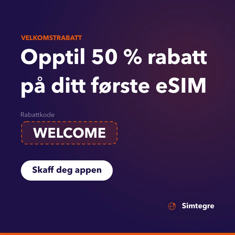 Simtegre rabattkode — WELCOME på ditt første eSIM