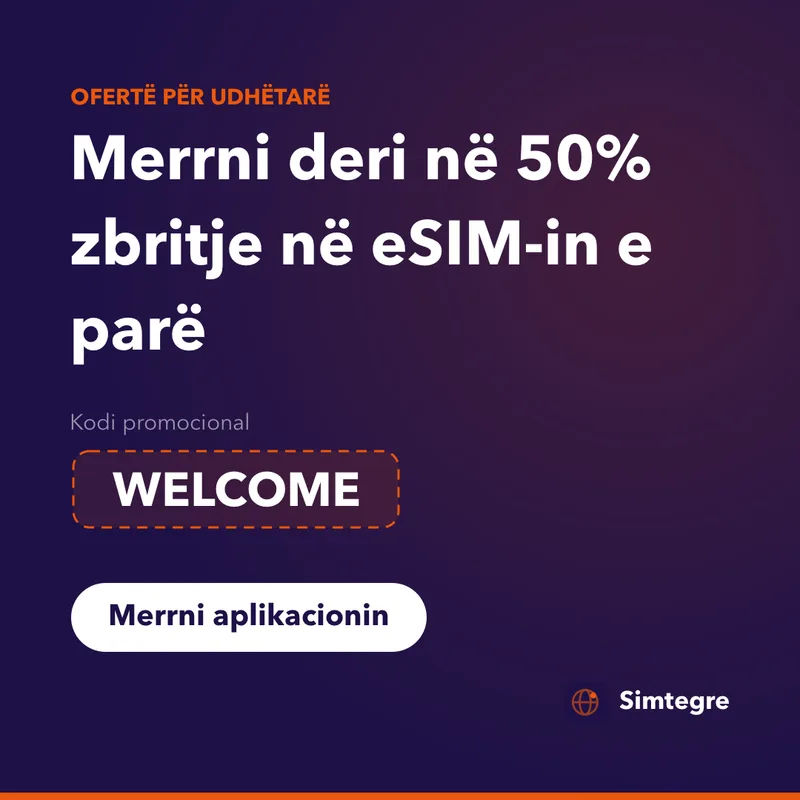 Kodi promocional Simtegre — WELCOME për eSIM-in e parë
