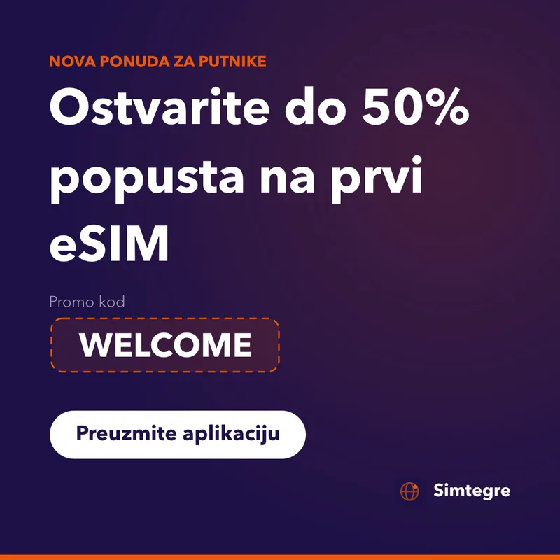 Simtegre promo kod — WELCOME za prvi eSIM